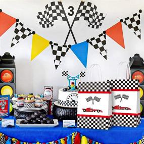 img 1 attached to 🏎️ Race Car Themed Party Favor Bags: 16 PCS Goody Treat Candy Bags for Racing Car Birthday Decorations