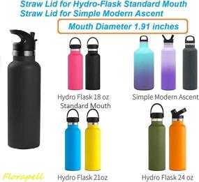 img 3 attached to 🧢 Черная спортивная крышка-соломка для бутылок Hydro Flask стандартного размера - Совместима с Hydroflask Standard Mouth 18, 21 и 24 унции - Крышка-соломка Florapell для питьевой бутылки Hydroflask со съемным соломкой.