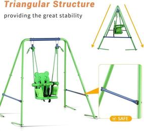 img 3 attached to 🌿 YACOOL Toddler Swing Set: Safe and Secure Outdoor Metal Swing Set with Seat Belts and Anchors