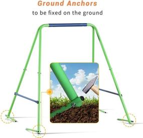 img 2 attached to 🌿 YACOOL Toddler Swing Set: Safe and Secure Outdoor Metal Swing Set with Seat Belts and Anchors