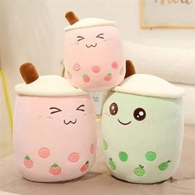 img 3 attached to 🧸 Adorable Cartoon Bubble Tea Plush Pillow: Bubble Tea Cup Shaped Toy Figurine with Suction Tubes, Large Size – Pink – 24/35 cm