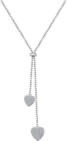 img 4 attached to 💎 FLYOW Sterling Silver Heart Pendant Lariat Necklace: Elegant Adjustable Y-Shaped Jewelry for a Simple and Stylish Look