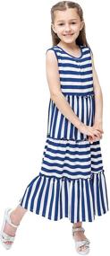 img 1 attached to KYMIDY Sleeveless Summer Striped Sundresses Girls' Clothing
