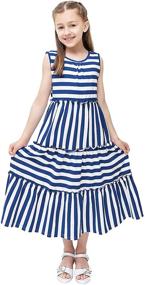 img 2 attached to KYMIDY Sleeveless Summer Striped Sundresses Girls' Clothing