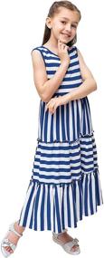 img 3 attached to KYMIDY Sleeveless Summer Striped Sundresses Girls' Clothing