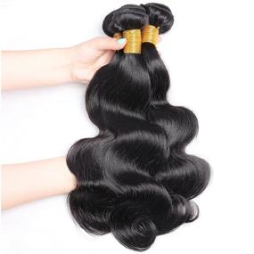 img 2 attached to 💇 Premium Brazilian Virgin Human Hair Bundles - 9A Body Wave (30 30 30) - Unprocessed & Natural Black