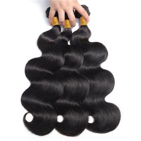 img 3 attached to 💇 Premium Brazilian Virgin Human Hair Bundles - 9A Body Wave (30 30 30) - Unprocessed & Natural Black