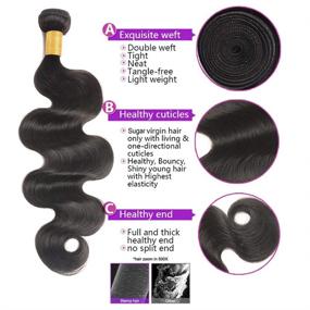 img 1 attached to 💇 Premium Brazilian Virgin Human Hair Bundles - 9A Body Wave (30 30 30) - Unprocessed & Natural Black