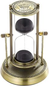 img 4 attached to SuLiao Hourglass Sand Timer 60 Minute:360° Rotating & Engraving Brass Sand Clock, Metal Black Sand Watch 60 Min