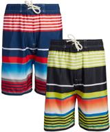 boys printed swim trunks (2 pack) by quad seven: stylish poolside essentials logo