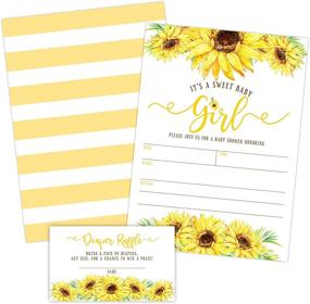 img 4 attached to 🌻 Yellow Floral Sunflower Baby Shower Invitations with Diaper Raffle Cards - Set of 20 Invites, Including Envelopes