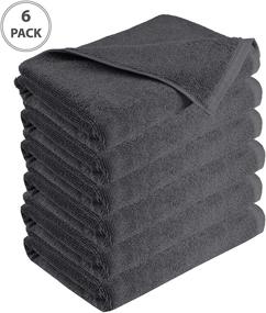 img 3 attached to 🛀 GLAMBURG Ultra Soft 100% Cotton Bath Towel Set - 6 Pack 22x44 Charcoal Grey - Quick Drying & Highly Absorbent, Perfect for Gym, Yoga, Pool & Spa