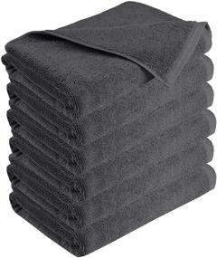 img 4 attached to 🛀 GLAMBURG Ultra Soft 100% Cotton Bath Towel Set - 6 Pack 22x44 Charcoal Grey - Quick Drying & Highly Absorbent, Perfect for Gym, Yoga, Pool & Spa