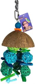 img 2 attached to 🐦 Fun Foraging Hanging Bird Cage Toy: Birds LOVE Coconut Shell with Vineballs for Small to Medium Birds - Ideal for African Grey, Caique, Small Macaws, and Amazons