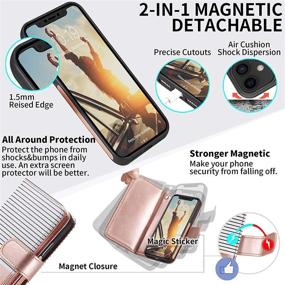 img 2 attached to 📱 CASEOWL Wallet Case for iPhone 12/12 Pro - Magnetic Detachable 2 in 1 Folio Leather Wallet Case with 9 Card Slots, Hand Strap - (White & Rose Gold)