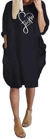 img 3 attached to 👗 Rfecccy Women's Faith Oversize Baggy T-Shirt Casual Loose Party Short MIDI Dresses with Pockets