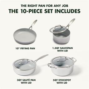 img 1 attached to 🍳 7-Piece GreenPan Venice Pro Stainless Steel Healthy Ceramic Nonstick Light Gray Cookware Set