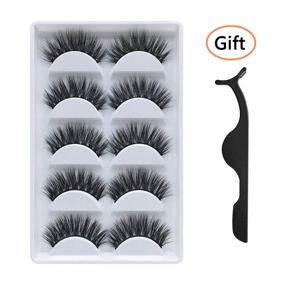 img 1 attached to 😍 3D Faux Mink False Eyelashes, Handmade Dramatic Thick Crossed Cluster Fake Eyelashes - Black Nature Fluffy Long Soft Reusable (5 Pairs)