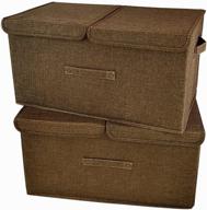 🏷️ organize with bh4ever large storage cubes [2-pack] - foldable linen bins with lid, handles, and removable divider - ideal for home, nursery, and closet organization (brown, 19.6x11.8x9.8 inches) logo