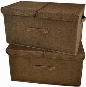 img 4 attached to 🏷️ Organize with BH4EVER Large Storage Cubes [2-Pack] - Foldable Linen Bins with Lid, Handles, and Removable Divider - Ideal for Home, Nursery, and Closet Organization (Brown, 19.6x11.8x9.8 inches)