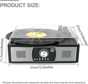 img 3 attached to 🎵 Vintage Belt Driven Record Player with Bluetooth 5.0, Built-in Speakers, USB/AUX Support - Black Wood