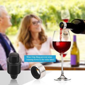 img 1 attached to 🍷 Wine Bottle Stoppers: Vacuum Seal with Time Scale Recording - 2PCS Stoppers & 1PCS Collar