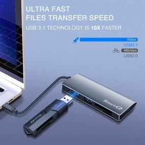 img 2 attached to SmartQ Aluminum USB Reader - 2-in-1 USB A Hub, microSD and SD Card Reader, USB 3.0 - Compatible with 2020/2019 MacBook Pro, 2020 MacBook Air (Space Gray) (USB C)