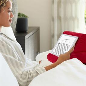 img 1 attached to Drefure Pillow Tablet Stand - Soft Lap Pad Holder for Bed with Adjustable Viewing Angles - Compatible with iPad, Tablets, e-Readers, Smartphones, Books, Magazines - Rose Red