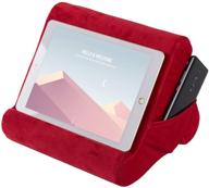 drefure pillow tablet stand - soft lap pad holder for bed with adjustable viewing angles - compatible with ipad, tablets, e-readers, smartphones, books, magazines - rose red logo