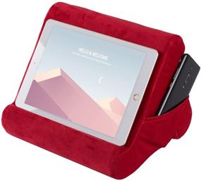 img 4 attached to Drefure Pillow Tablet Stand - Soft Lap Pad Holder for Bed with Adjustable Viewing Angles - Compatible with iPad, Tablets, e-Readers, Smartphones, Books, Magazines - Rose Red