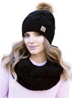 🧣 winter knit pom beanie and infinity scarf set: women's cute, soft, and warm accessories logo