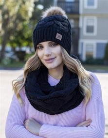 img 2 attached to 🧣 Winter Knit Pom Beanie and Infinity Scarf Set: Women's Cute, Soft, and Warm Accessories