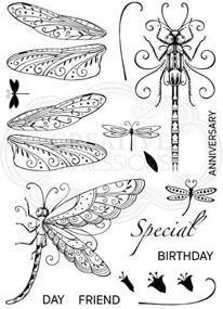 img 1 attached to 🐉 Captivating Dragonfly Delights: Pink Ink Designs A5 Clear Stamp Set