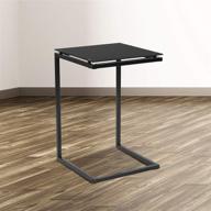 black glass end table with metal frame by flash furniture, burbank логотип