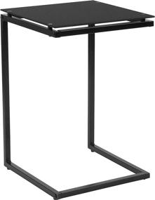 img 3 attached to Black Glass End Table with Metal Frame by Flash Furniture, Burbank