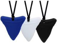 🦈 silicone shark tooth chew necklace for boys girls, 3 pack - sensory oral motor aids teether toys for autism, adhd, baby nursing or special needs - reducing chewing, biting, and fidgeting - ideal for kids and adults with chewing habits logo