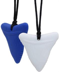 img 3 attached to 🦈 Silicone Shark Tooth Chew Necklace for Boys Girls, 3 Pack - Sensory Oral Motor Aids Teether Toys for Autism, ADHD, Baby Nursing or Special Needs - Reducing Chewing, Biting, and Fidgeting - Ideal for Kids and Adults with Chewing Habits