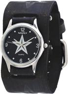 🌟 stylish nemesis unisex watch: charcoal black wide cuff leather embossed star icon band #kst355k logo