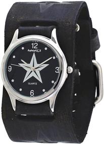 img 3 attached to 🌟 Stylish Nemesis Unisex Watch: Charcoal Black Wide Cuff Leather Embossed Star Icon Band #KST355K