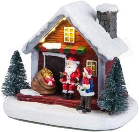img 1 attached to 🏠 Winter Wonderland Christmas Village: Santa's Light-Up Battery-Operated Snow House Collection