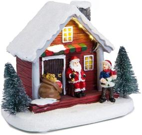img 2 attached to 🏠 Зимняя сказка Рождественской деревни: светящийся снежный домик Санта на батарейках