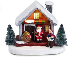 img 4 attached to 🏠 Зимняя сказка Рождественской деревни: светящийся снежный домик Санта на батарейках