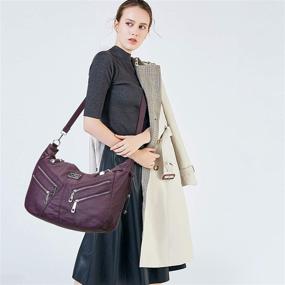 img 1 attached to 👜 128APURPLE Женские сумки на плечо из кожи: стильные сумки-хобо с кошельками