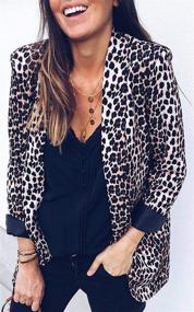 img 3 attached to 🐆 Angashion Women's Leopard Print Office Blazer Suit Jacket Coat - Casual Long Sleeve, Open Front Design