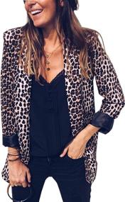 img 4 attached to 🐆 Angashion Women's Leopard Print Office Blazer Suit Jacket Coat - Casual Long Sleeve, Open Front Design