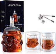 premium translucent whiskey decanter set with 2 glasses, 4 stainless steel whiskey stones, ice tong, flask carafe, whiskey carafe for wine, scotch, bourbon, vodka, liquor - 750ml (enhanced packaging) logo