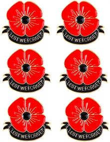 img 3 attached to 🔴 6 Pieces Red Enamel Poppy Flower Brooch Pin for Lest We Forget: Remembrance Memorial Day Jewelry Accessories and Decorations