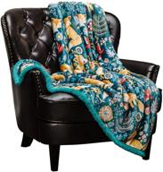 🦊 chanasya gold fox print fleece throw blanket - cozy, cute, and super soft - teal blue, ideal for adults, kids, and toddlers logo