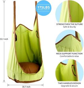 img 1 attached to 🐸 HAPPY PIE PLAY & ADVENTURE Frog Hanging Pod Swing Seat - Indoor/Outdoor Hammock for Children to Adults (Green)