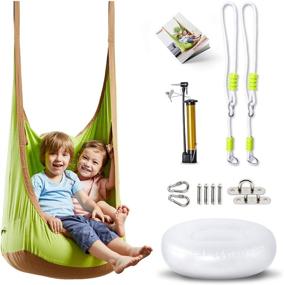 img 3 attached to 🐸 HAPPY PIE PLAY & ADVENTURE Frog Hanging Pod Swing Seat - Indoor/Outdoor Hammock for Children to Adults (Green)